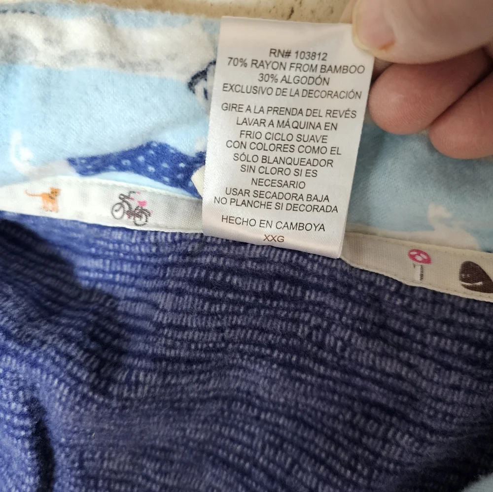 Munki Munki XXL Flannel Pajama Set Blue Dachshund Dog Print Button Up Fleece